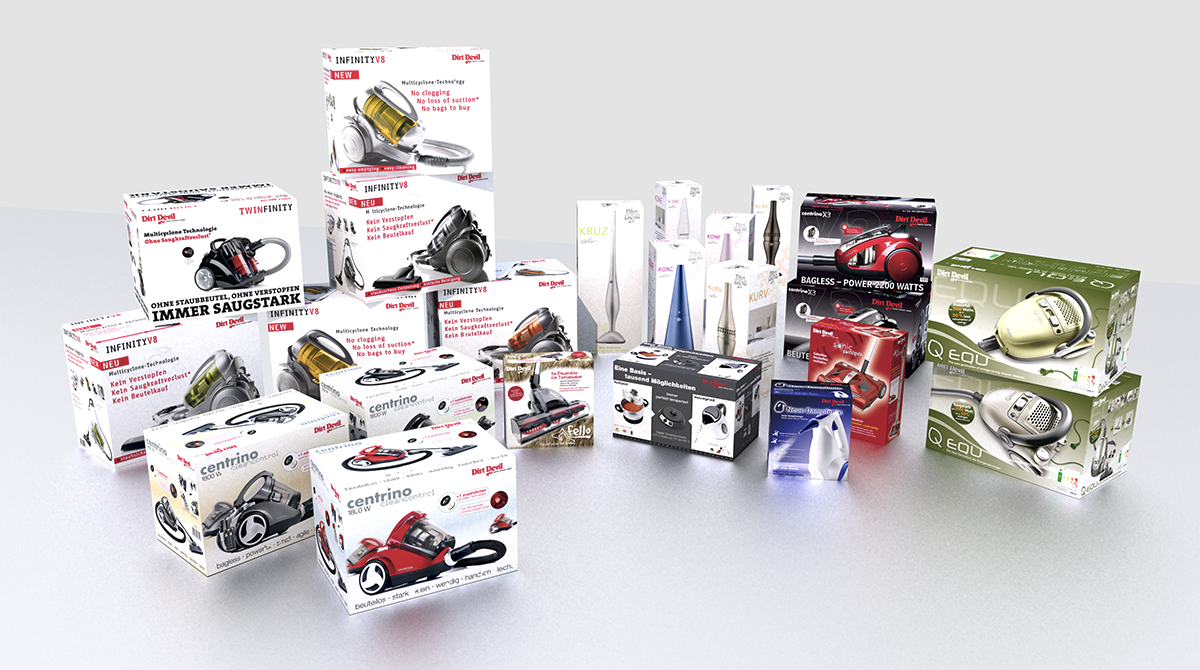 Abbilkdung von 23 Dirt Devil-Vewrpackungen